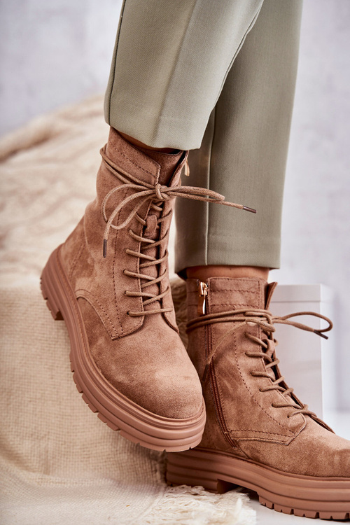 Dámské semišové boty se zavazováním Velbloud Afra