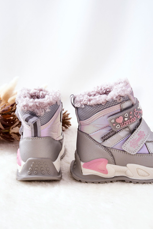 Dětské polstrované sněhule Stříbrně růžová Chilly