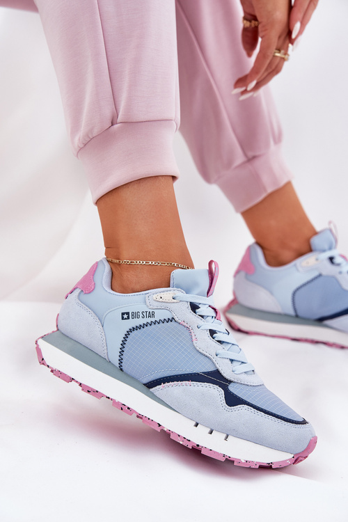 Semišové Lehká Sportovní Obuv Dámská Big Star RR274236 HI-POLY SYSTEM Modrá
