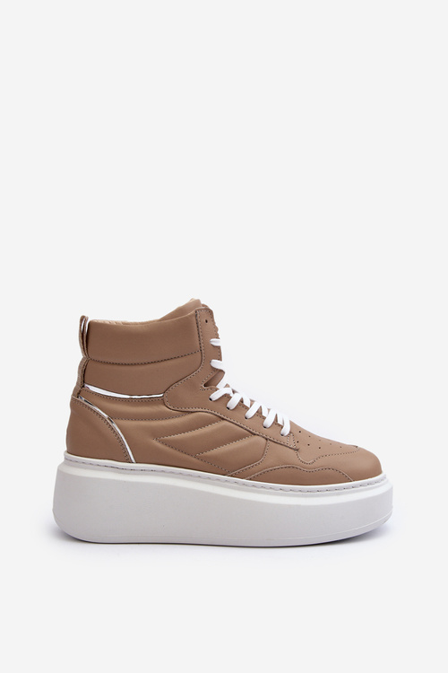 Zazoo 3392/X Dámské Kožené Sportovní Boty na Platformě Beige