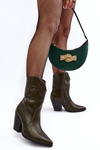 Dámské kovbojské boty na podpatku tmavě zelené Melaitia