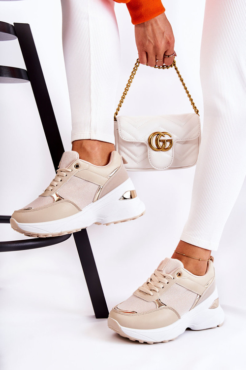 Ženské lesklé športové športové topánky pre béžovú aktivitu