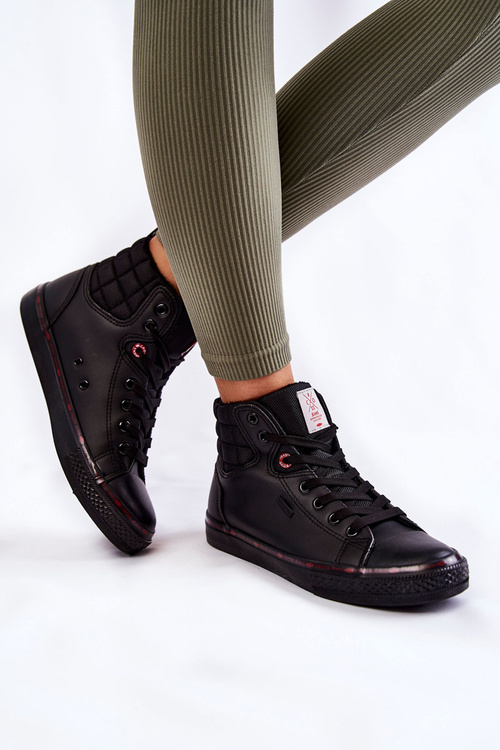 Dámske vysoké tenisky krížové džínsy KK2R4058C Čierne