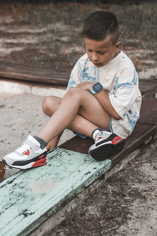 Dětské kožené sportovní boty na platformě Bílo-červená Lori