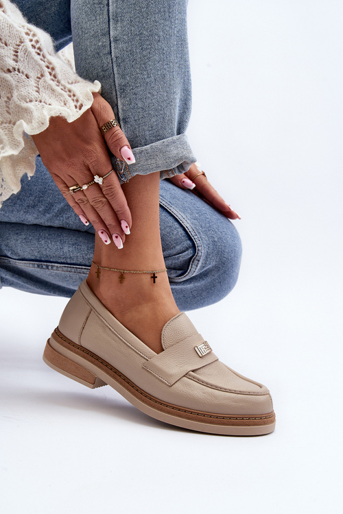 Zazoo 20165 Dámské kožené mokasíny béžové