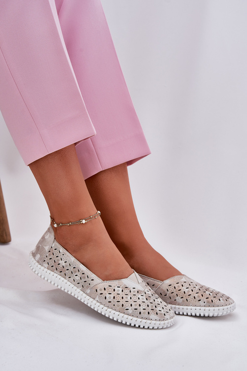 Dámske semišové perforované poltopánky zlatohnedé Chulieta