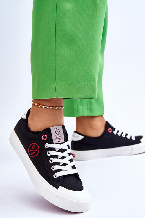 Dámske materiálne tenisky krížové džínsy LL2R4044 čierne