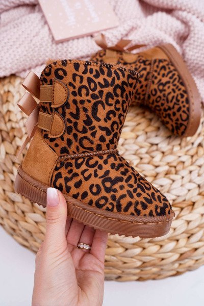 Detské topánky Snehové topánky s kožušinou Leopard Fiona