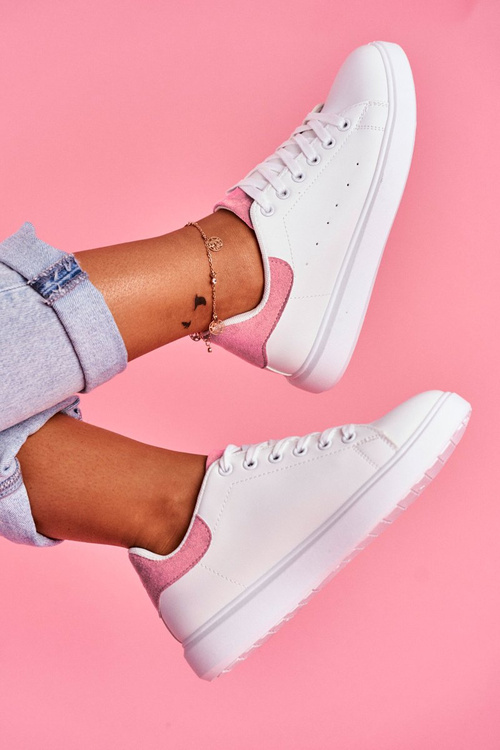 Dámská Sportovní Obuv Bílé s Růžovou Patou Milly