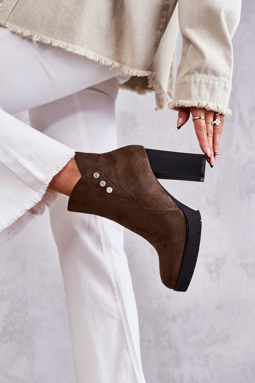 Semišové Kotníkové Boty Na Podpatku zelená Lagerlla