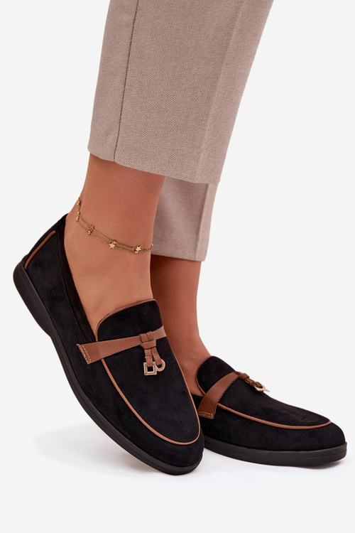 Mokasíny Loafers Ženy Z Eko Semiše Čierne Darwen