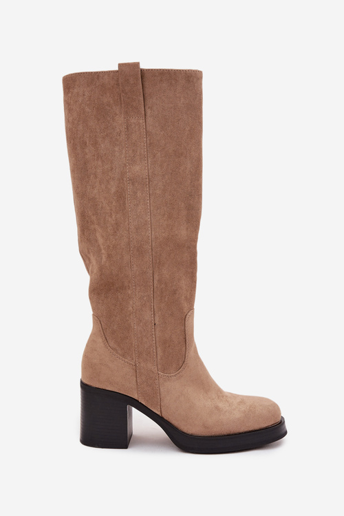 Dámské zimní kozačky s masivním podpätkem béžové Sanelle