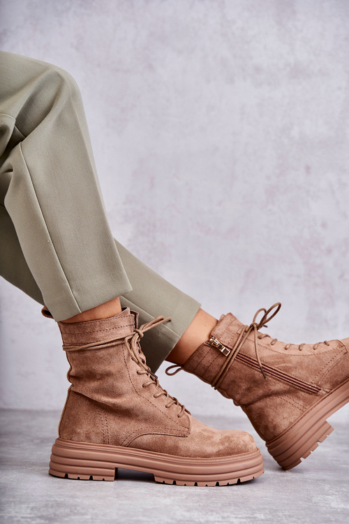 Dámské semišové boty se zavazováním Velbloud Afra