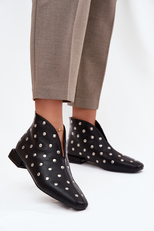 Dámske členkové topánky s jemným podpätkom čierne Elvienne