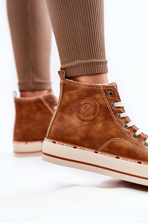 Dámske vysokohorské tenisky krížové džínsy KK2R4043C Camel