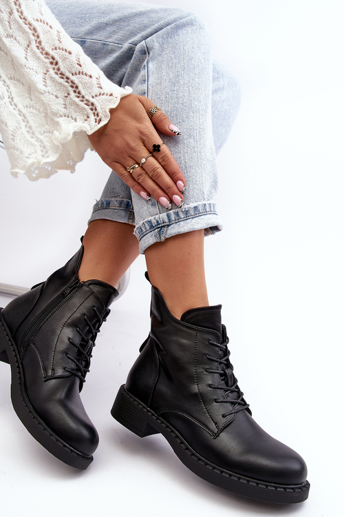 Dámské klasické botky na plochém podpatku černé Ballisa