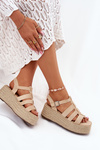 Dámské Sandály S Pásky A Pleteninou Béžové Pardauss