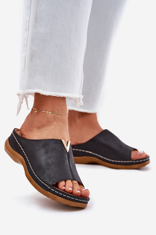 Pohodlné dámske šľapky na klinovom podpätku čierne Claribelle