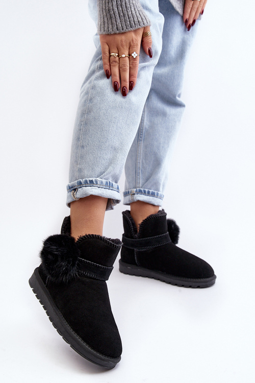 Dámske semišové snehové topánky s čiernymi výrezmi Eraclio