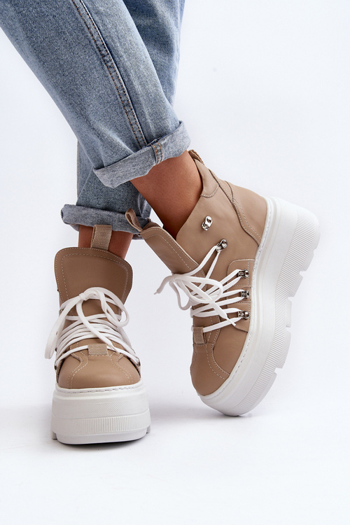 Zazoo 3416 Kožené Dámske Športové Topánky Bežové