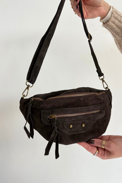 Hnědá kožená taška na opasek Romilly