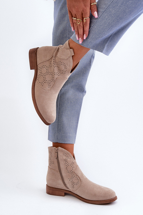 Dámské Průsvitné Botky Na Ploché Podrážce Světle Béžové S.Barski HY66-151