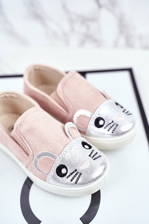 Dětská Obuv Tenisky Slip On s Myší Růžové Candys
