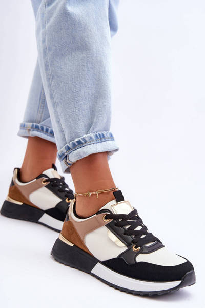 Štýlové dámske béžové čierno dámske športové topánky