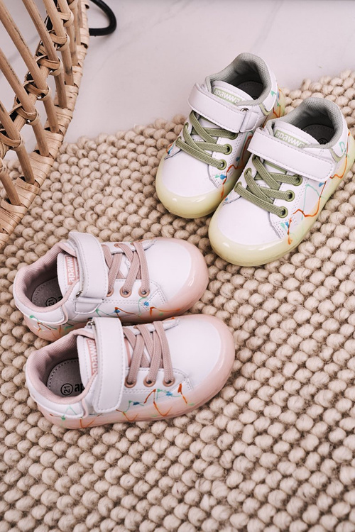 Detské športové topánky s žiariacou podrážkou diskotéky s bielym ružom