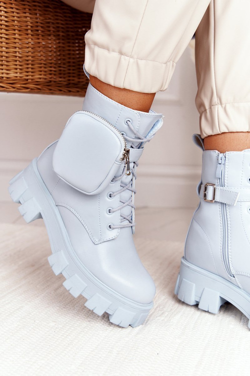 Kotníkové Boty S Podrážkou S Kabelkou Modré Saturday