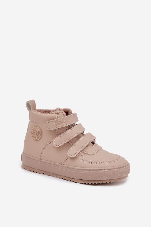 Zateplené boty sneakers dětské na suchý zip Big Star SS374072 béžové