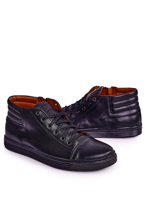 Pánské Kožené Boty Trenéři BEDNAREK Černé