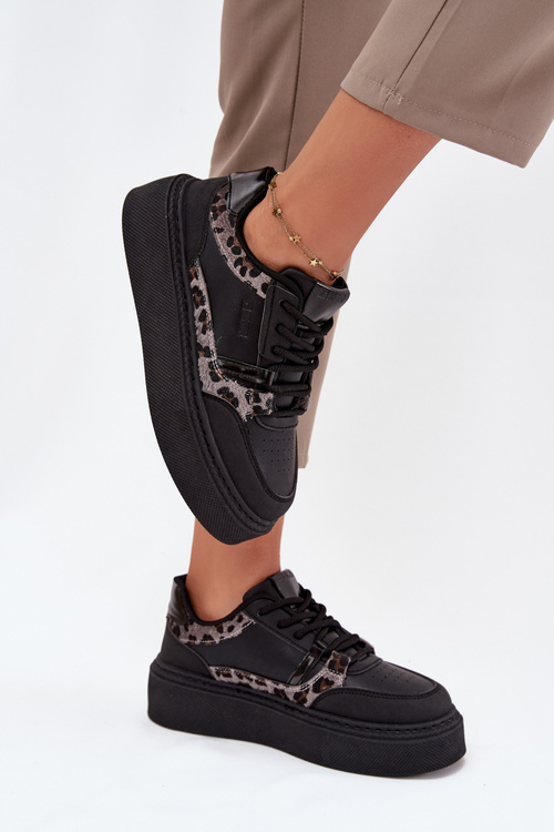 Dámské tenisky na platformě Big Star SS274358 leopardí černé