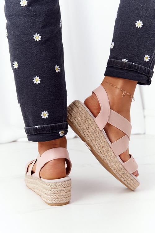 Klínové Sandály Se Stahovací šňůrkou Big Star HH274413 Růžové