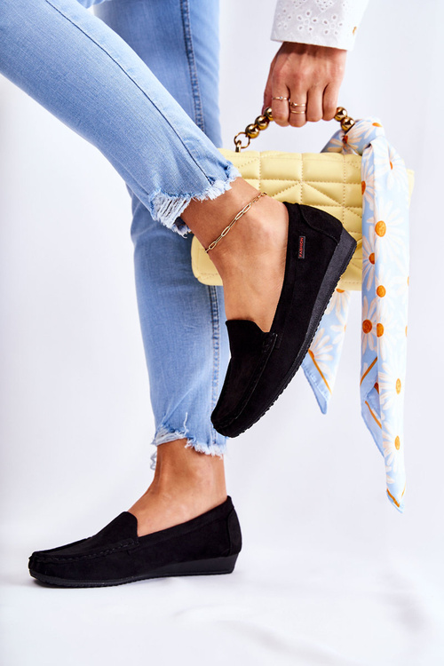 La Cava ženské semišové mokasíny pre čierne kliny