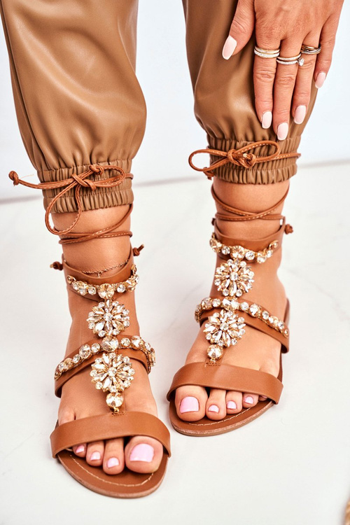 Dámské Sandály gladiátorky s krystaly Camel Hype