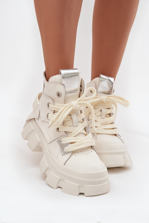 Kožené zateplené športové čižmy GOE SS2N4055 Biele