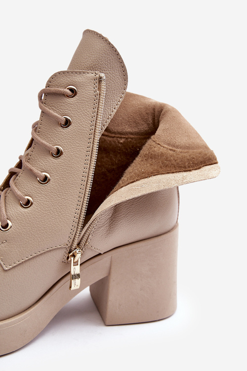 Kožené dámské boty na sloupu Bežové Lemar Leocera