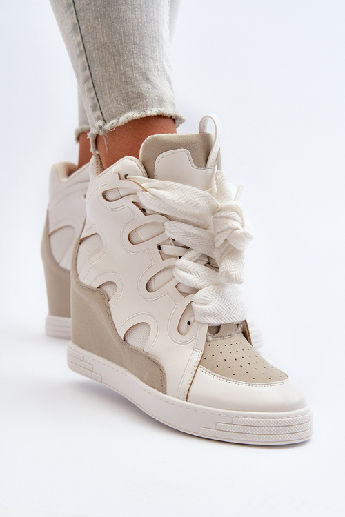 Dámske tenisky na klinu biele Leoppa