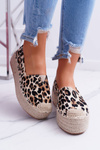 hnědé posuvné Semišové espadrille Leopard Zadie