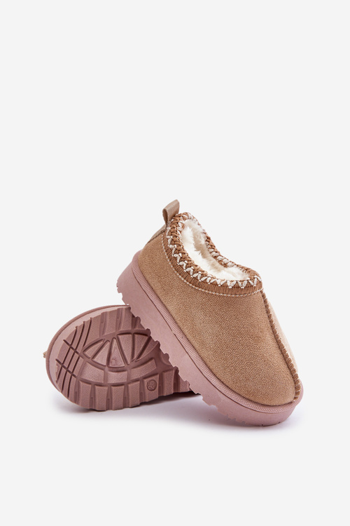 Snehové Čižmy Detské Kotníkové Na Platforme Zateplené Kožúškom Béžové Vilabria