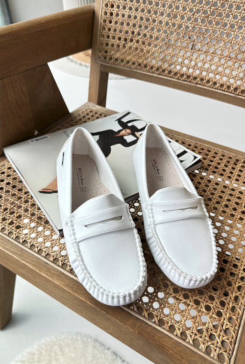 Dámské mokasíny z ekokože bílé Rerceria