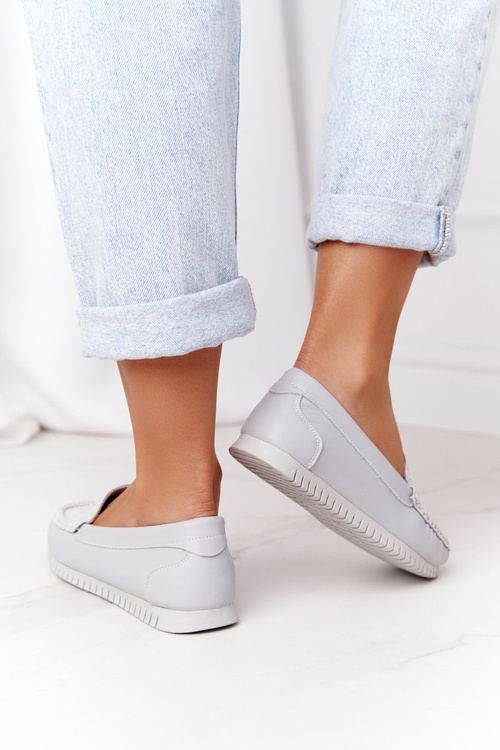 Dámské Kožené Mokasiny S.Barski 97630 Šedé