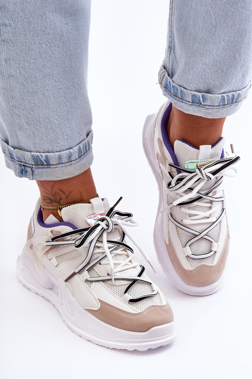 Kožené športové topánky na bielej platforme Sifel