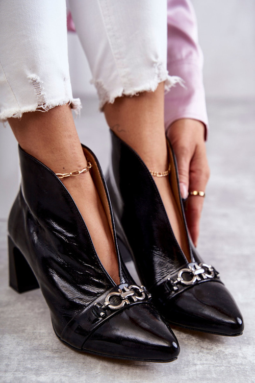 Kožené holínky na sloupku Maciejka Černe 05262-01