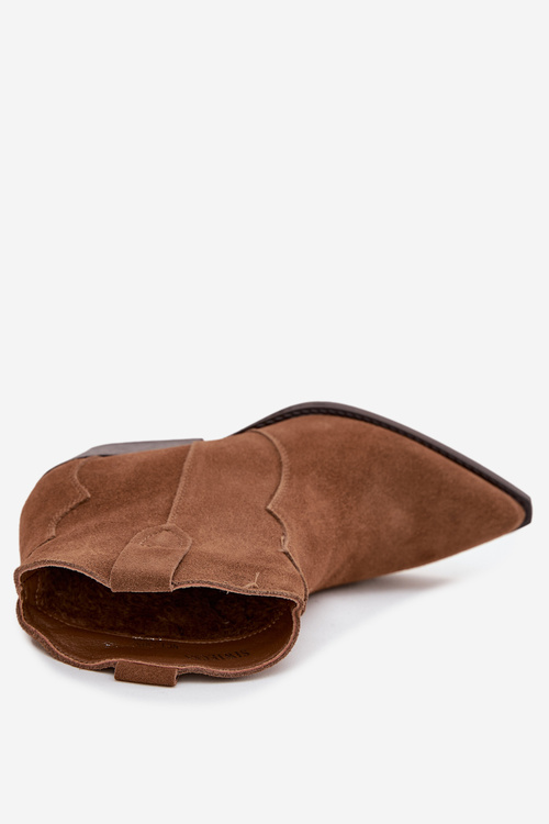 Nazúvacie dámske kovbojky z prírodného velúru Camel Beretta