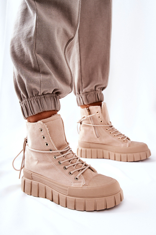 Zateplené tenisky na platformě Béžove Marlow