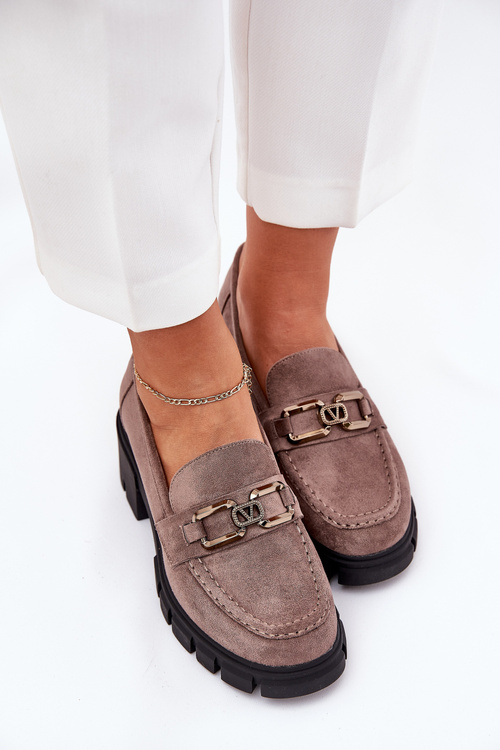 Ekokožené Polobotky Dámské S Ozdobou Ciemnobeżowe Vinceza 39921