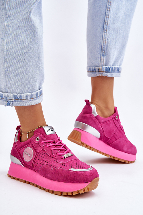 Dámské semišové sportovní boty na platformě GOE LL2N4002 Fuchsia