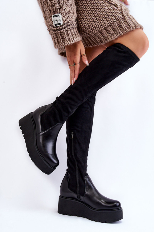 Ženské klinové topánky Laura Messi 2502 čierna